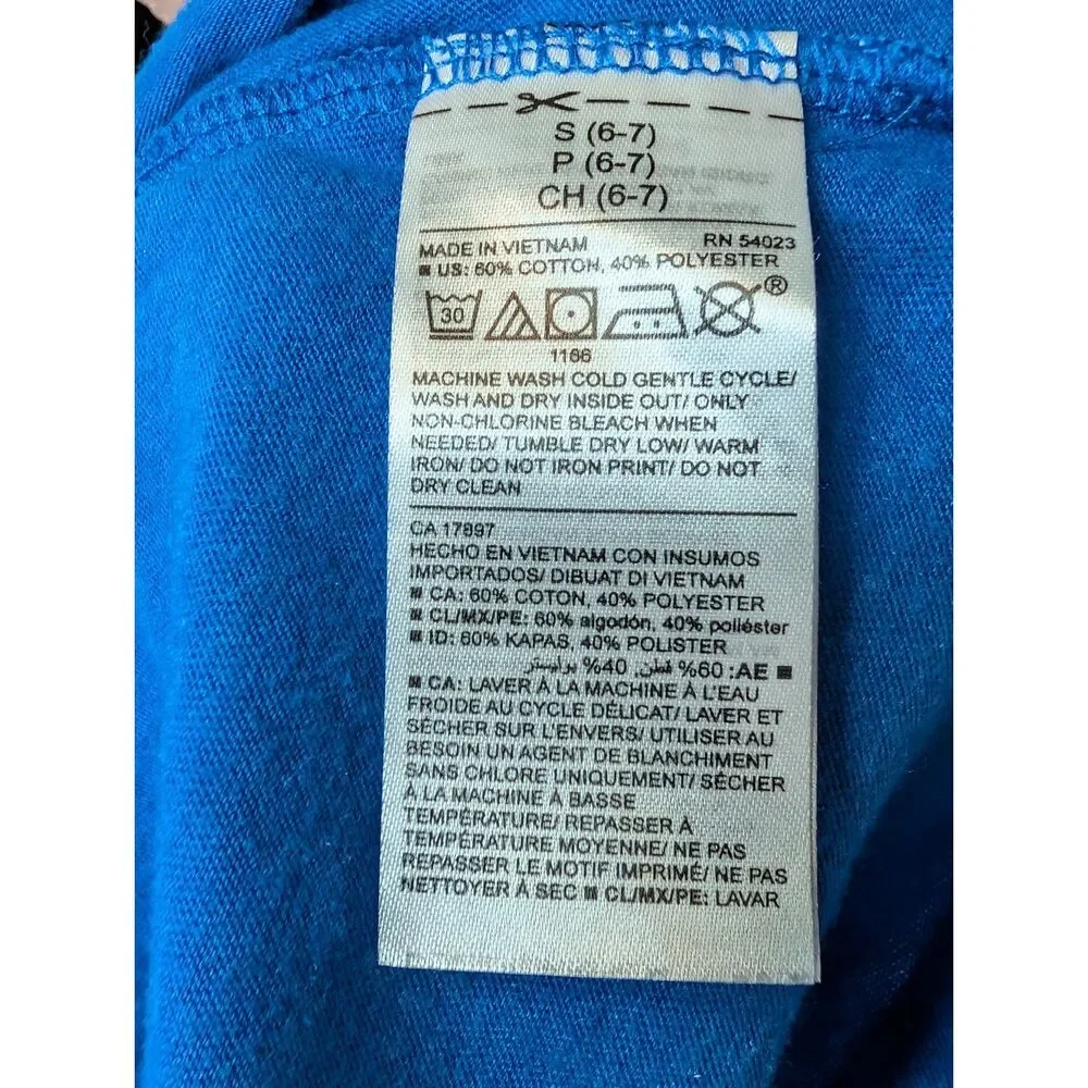 Old Navy Boys Long Sleeve Crewneck T-Shirt Size Small (6–7) Blue Cotton Blend